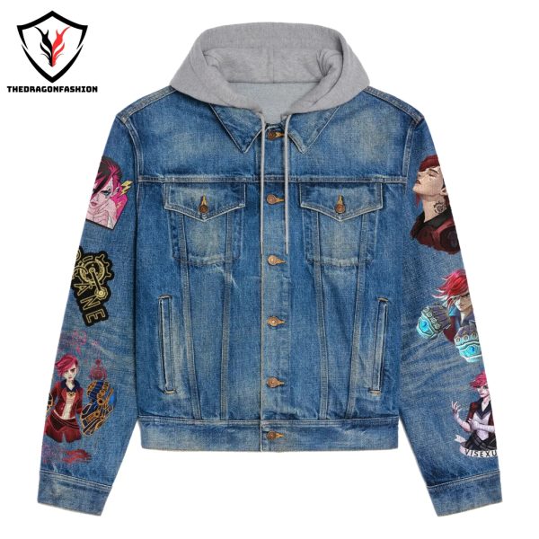 Arcane League Of Legends Makes You Strong Hooded Denim Jacket