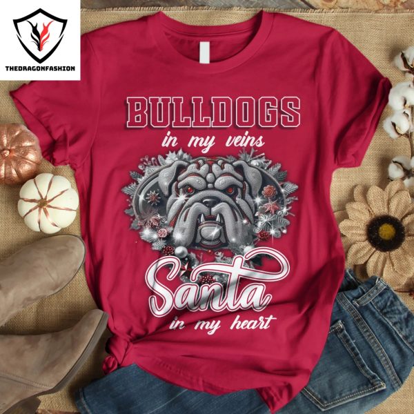 Georgia Bulldogs In My Veins Santa In My Heart Unisex T-Shirt