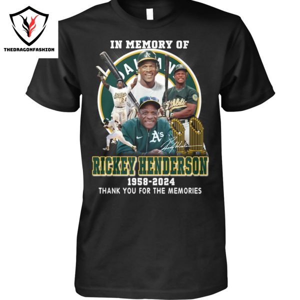 In Memory Of Rickey Henderson Oakland Athletics 1958-2024 Signature Thank You For The Memories Unisex T-Shirt