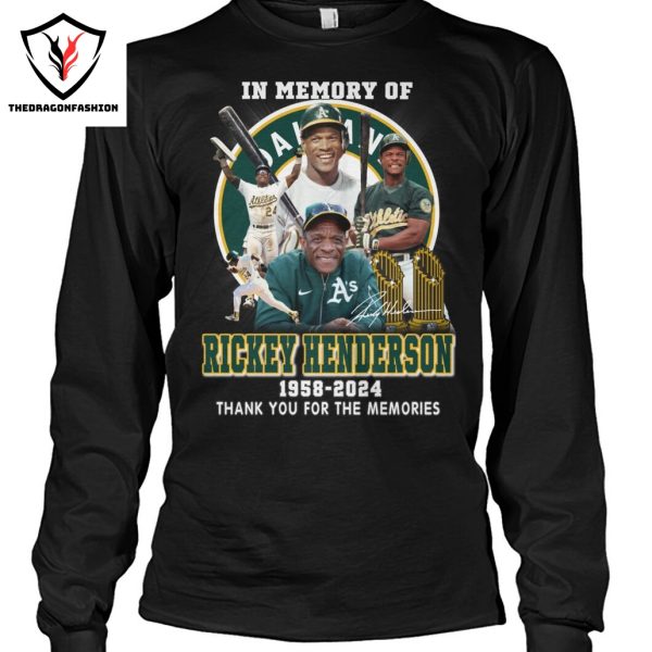 In Memory Of Rickey Henderson Oakland Athletics 1958-2024 Signature Thank You For The Memories Unisex T-Shirt