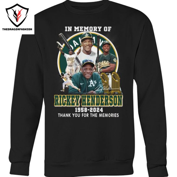 In Memory Of Rickey Henderson Oakland Athletics 1958-2024 Signature Thank You For The Memories Unisex T-Shirt