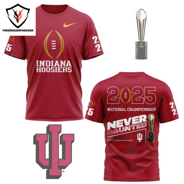 Indiana Hoosiers 2025 National Championship Never Daunted 3D T-Shirt – Red