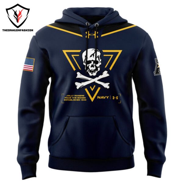 Jolly Rogers Navy Midshipmen Football Design Hoodie