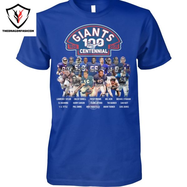 New York Giants 1925-2024 100 Centennial Signature Unisex T-Shirt