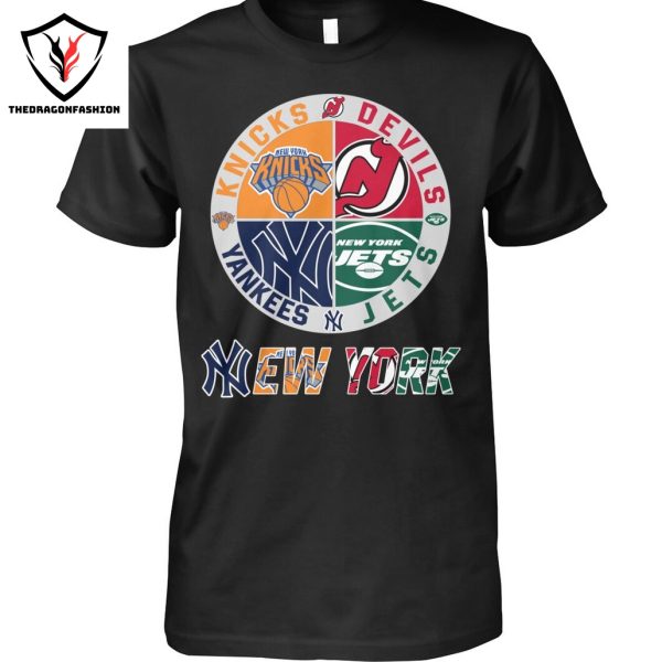 New York Knicks x New York Jets x New York Yankees x New Jersey Devils Unisex T-Shirt