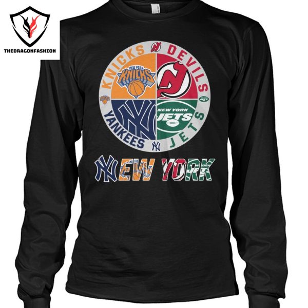 New York Knicks x New York Jets x New York Yankees x New Jersey Devils Unisex T-Shirt