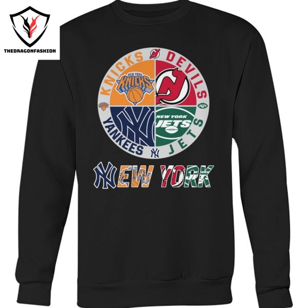 New York Knicks x New York Jets x New York Yankees x New Jersey Devils Unisex T-Shirt