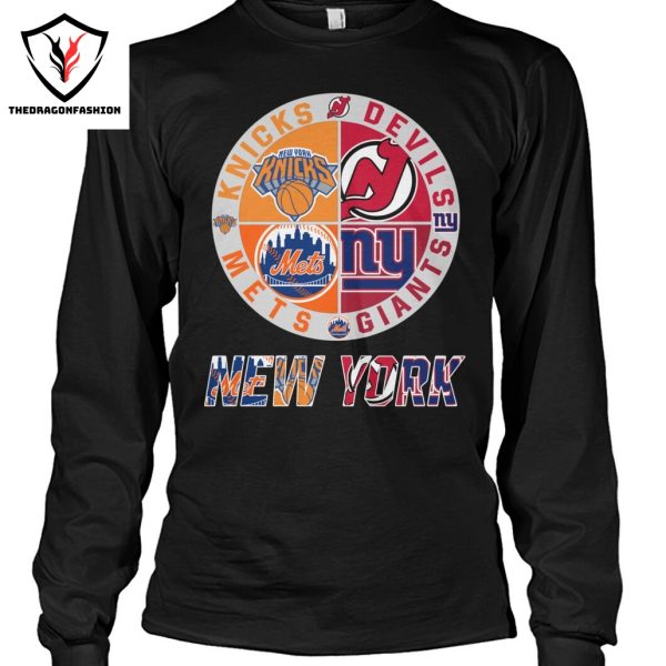 New York Knicks x New York Mets x New York Giants x New Jersey Devils Unisex T-Shirt