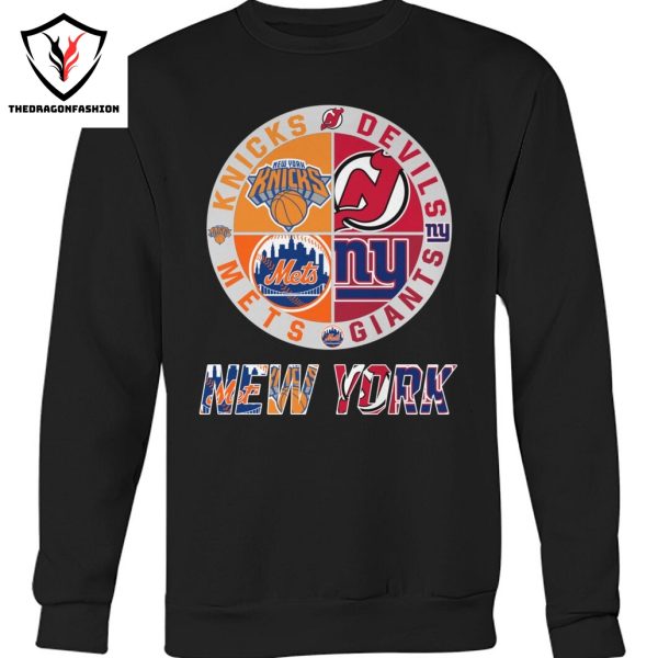 New York Knicks x New York Mets x New York Giants x New Jersey Devils Unisex T-Shirt