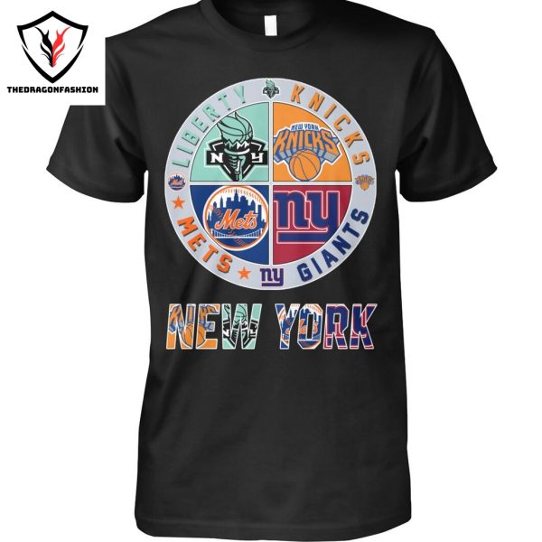 New York Liberty x New York Yankees x New York Knicks x New York Giants Unisex T-Shirt