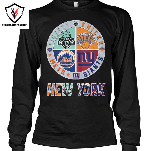 New York Liberty x New York Yankees x New York Knicks x New York Giants Unisex T-Shirt