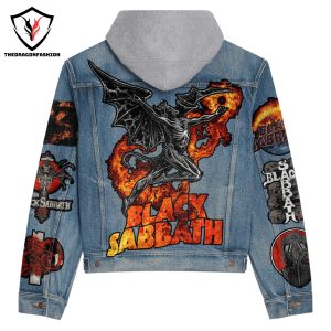 Black Sabbath Logo Design Hooded Denim Jacket