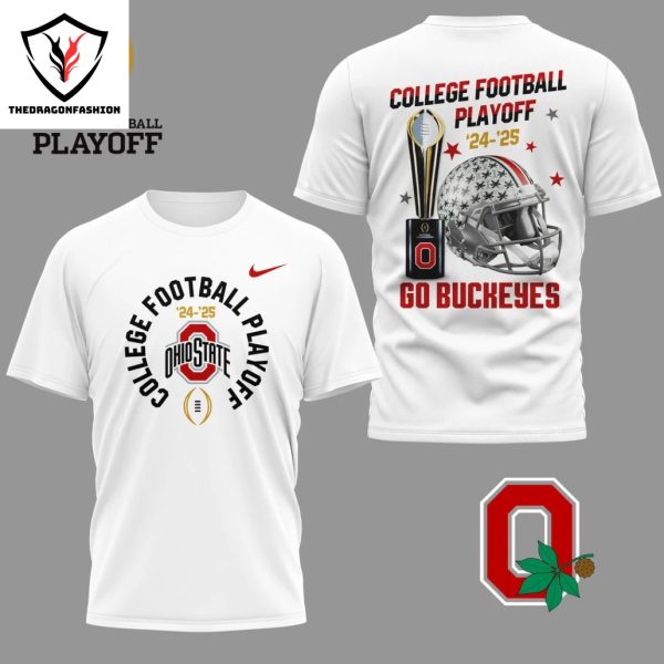 Ohio State Buckeyes College Football Playoff 24-25 Go Buckeyes 3D T-Shirt – White