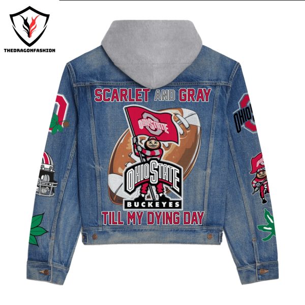 Ohio State Buckeyes – Scarlet And Gray Till My Dying Day Hooded Denim Jacket