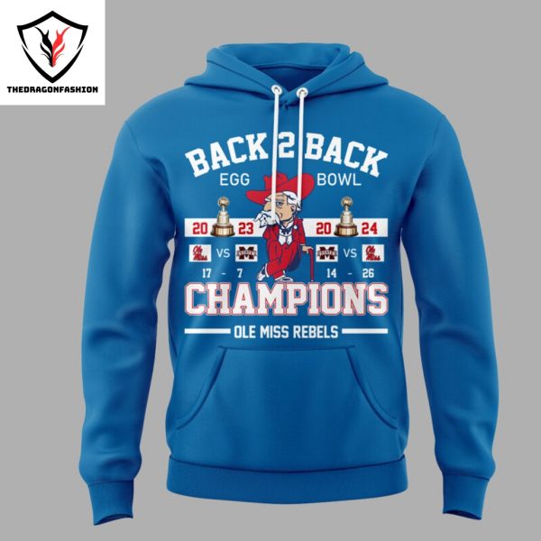 Ole Miss Rebels Back To Back Egg Bowl 2024 Champions Hoodie – Blue