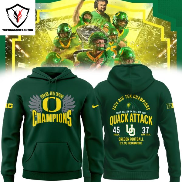 Oregon Ducks 2024 Big Ten Conference Champions Quack Attack Hoodie – Green