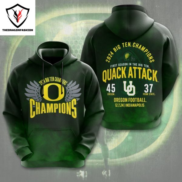 Oregon Ducks Champions 2024 Big Ten First Season In The Big Ten Quack Attack Hoodie