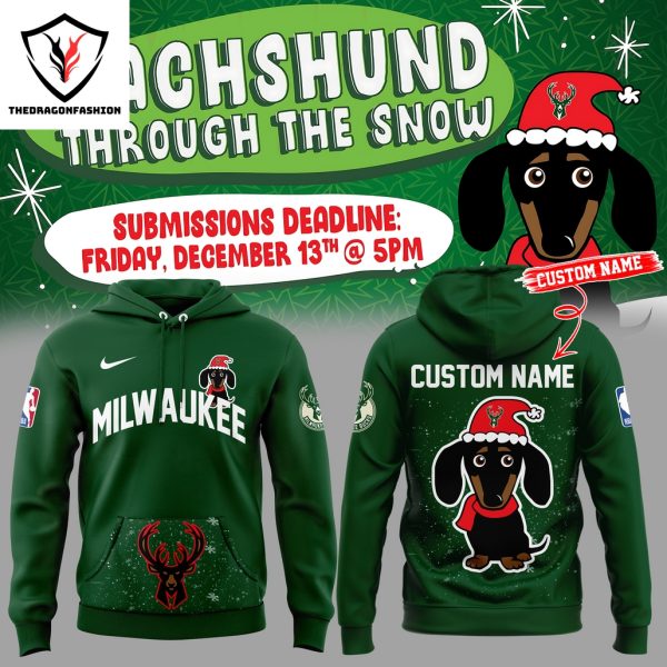 Personalized Milwaukee Bucks Dachshund Through The Snow Hoodie