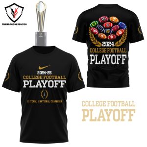 2024 College Football Playoff 12 Team 3D T-Shirt – Black