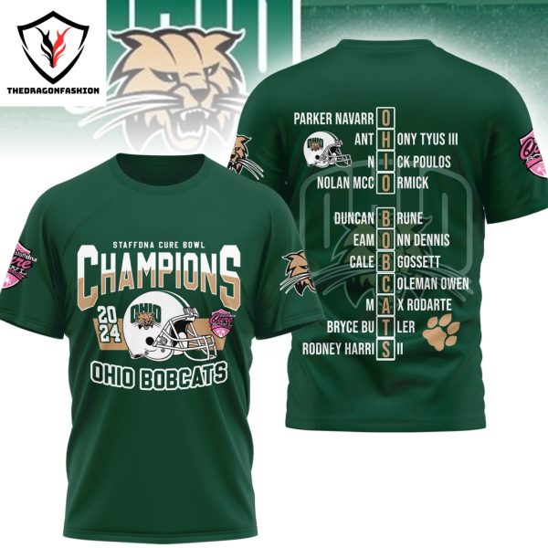 StaffDNA Cure Bowl 2024 Champions Ohio Bobcats 3D T-Shirt