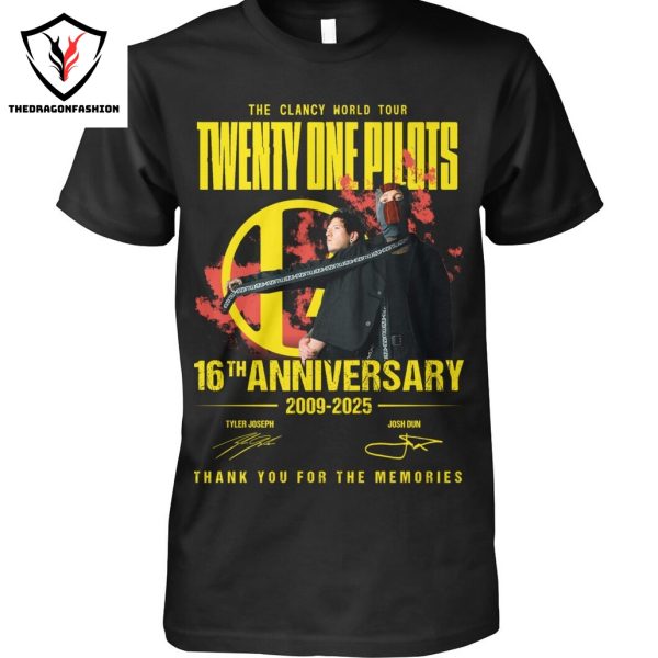 Twenty One Pilots The Clancy World Tour 16th Anniversary 2009-2025 Signature Thank You For The Memories Unisex T-Shirt