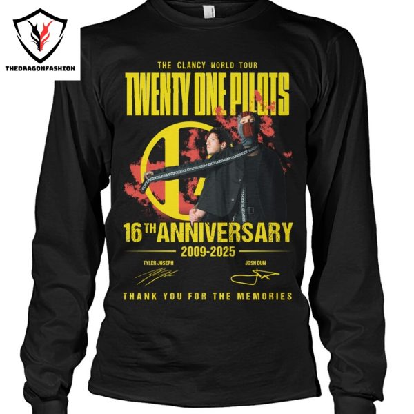 Twenty One Pilots The Clancy World Tour 16th Anniversary 2009-2025 Signature Thank You For The Memories Unisex T-Shirt