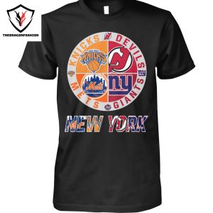 New York Knicks x New York Mets x New York Giants x New Jersey Devils Unisex T-Shirt