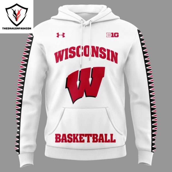 Wisconsin Badgers Basketball Logo Design Hoodie – White