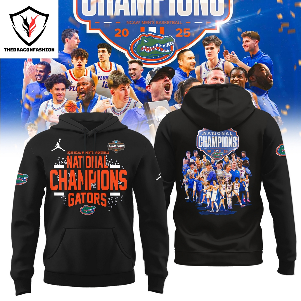 Florida Gators 2025 NCAA Mens Basketball National Champions Hoodie - Black Florida Gators 2025 NCAA Mens Basketball National Champions Hoodie - Black